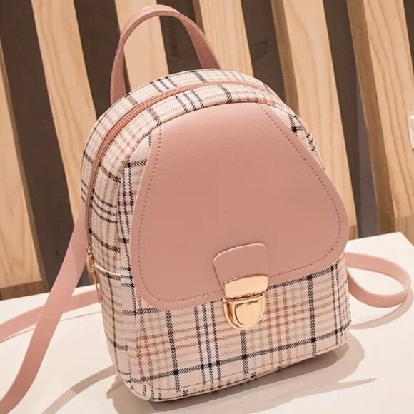 Handbags - Plaid Pink Backpack